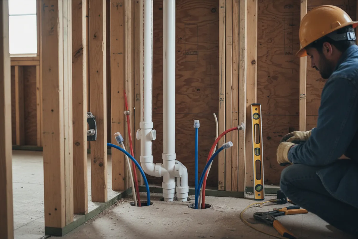 Drain and supply rough-in during Toilet Repair and Installation in Kenney