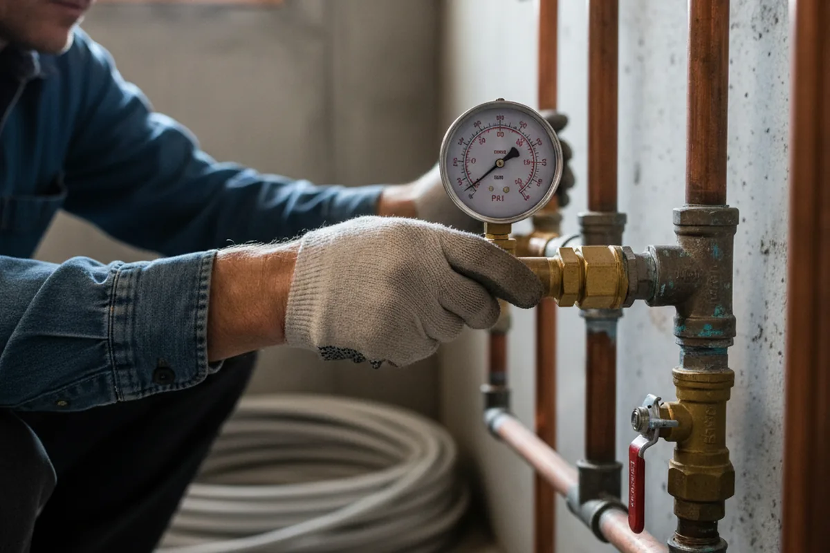 Pressure testing a repaired line during Water Line Repair in Kenney